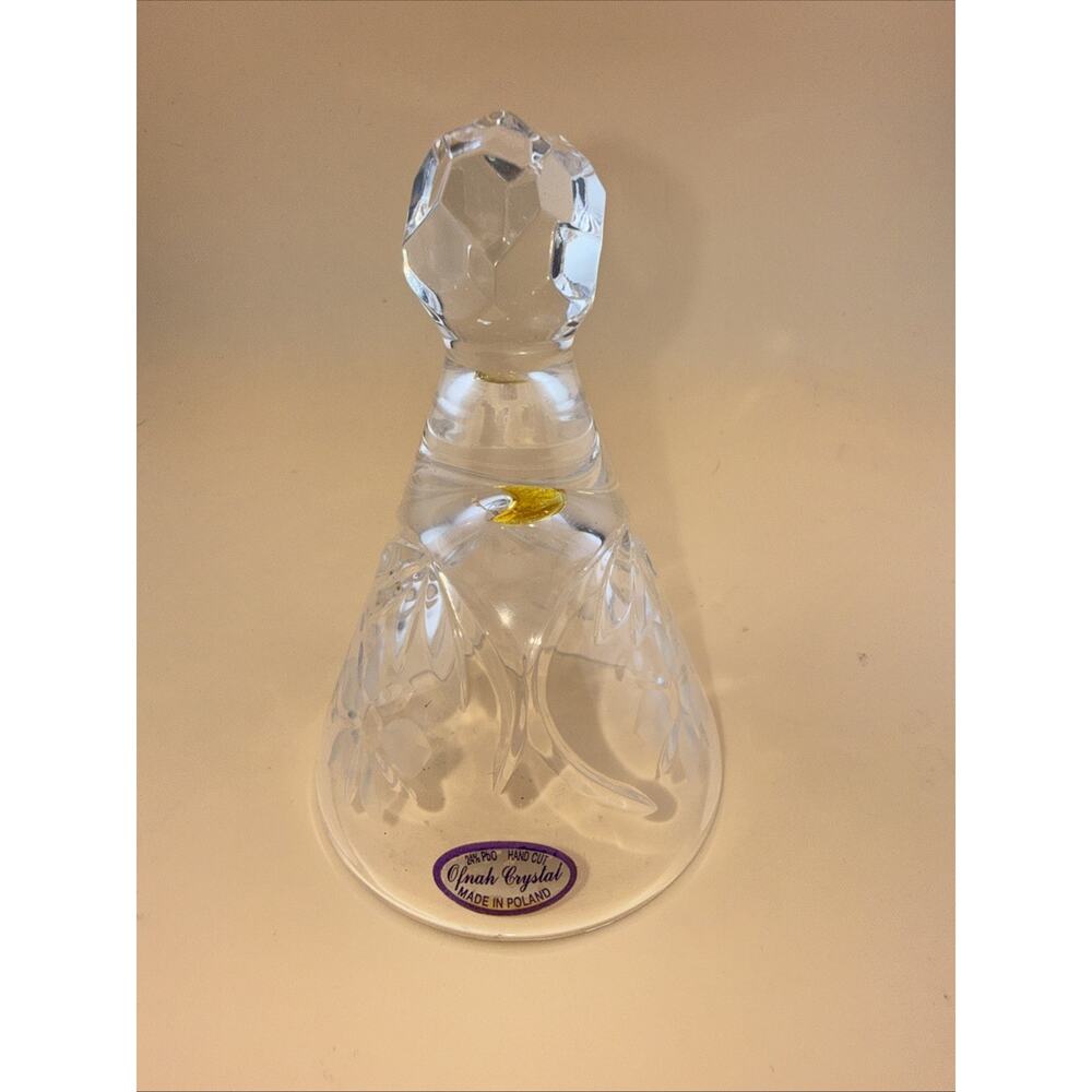 Vintage Hand Cut 24% Lead Ofnah Crystal Dinner Bell - Made in Poland-no Middle